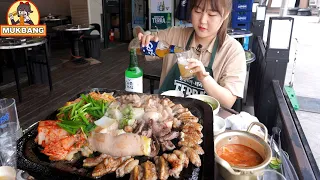 곱창에 간단하게 소맥 한잔 했습니다!! 볶음밥은 당연히..❤ | 대창, 염통, 막창, 구들짱 황소곱창 먹방 Mukbang