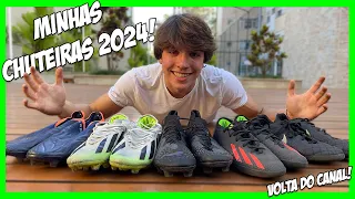 Minhas Chuteiras 2024 + Minha Trajetória Pra Jogador Profissional!