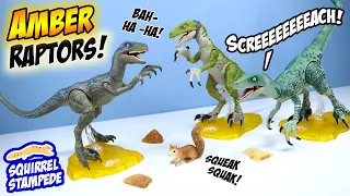 Jurassic World Amber Collection Velociraptors Blue Charlie and Delta Mattel
