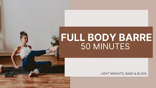 FULL BODY BARRE WORKOUT (light weights, band, block)- WATCH LIVE!