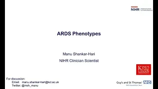 Dr Manu Shankar-Hari ARDS Phenotypes AVS 2019