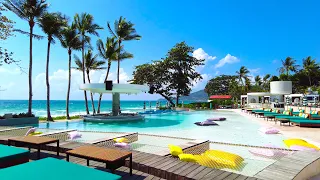 4K Walk - Koh Samui Chaweng Morning beach | Virtual walking tour - Streets of Thailand 2021