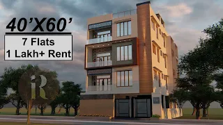 40X60 Feet Apartment Design with 7 Flats | 12X18 Meters Design