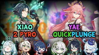 Abyss 4.4 (F2P) XIAO DOUBLE PYRO | YAE QUICKBLOOM PLUNGE (Genshin Impact)