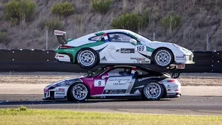 Crazy Crash at Porsche Cup Navarra 2015 Race