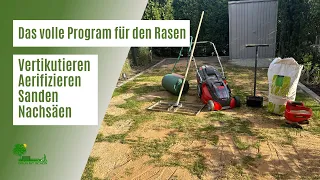 Wichtige Pflegemaßnahmen für den Rasen im Mai 🌱 | Vertikutieren, Aerifizieren, Sanden und Nachsäen