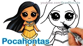 How to Draw Disney Princess Pocahontas Cute step by step