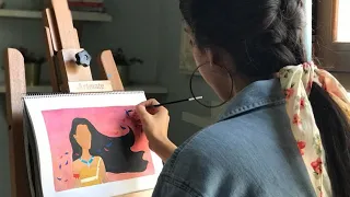 Pocahontas Watercolor Painting | لوحة بوكاهونتاس