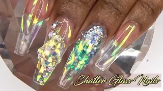Acrylic Nails Tutorial - How To Encapsulated Nails with Nail Forms - Clear Shattered Glass Nails