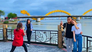 4K Vietnam Walking Tour - Da Nang Street Walk by Dragon Bridge