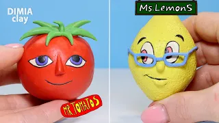 Making Mr. Tomatos vs Mr. Lemons with clay | Dimia clay tutorial