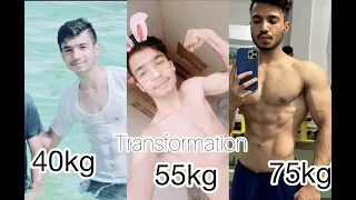 40kg to 75kg💪🏻 |all time natural body |  Body TRANSFORMATION #gymmotivation #transformation