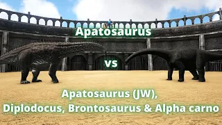 Apatosaurus vs apatosaurus (JW), brontosaurus, diplodocus and alpha carno ark battle