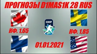 Канада U20 -  Финляндия U20 |  Швеция U20 - США U20 | Прогноз на матчи МЧМ по хоккею 1 января 2021.