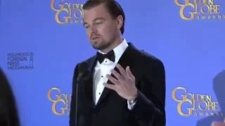 Leonardo DiCaprio Speaks at HFPA 71st Annual Golden Globe Awards 2014 in The Beverly Hilton Hotel