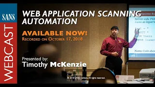 SANS Webcast: Web Application Scanning Automation