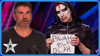 SCARY act invites Simon Cowell to take part in HORRIFYING stunt! | Auditions | BGT 2023
