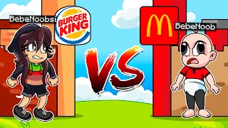 BEBE NOOB JUEGA RETO DE LA BASE DE McDONALDS VS BASE DE BURGER KING 😆🍔 ¿CUAL ES MAS RICA? MINECRAFT