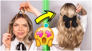 САМАЯ ПРОСТАЯ ПРИЧЕСКА С БАНТОМ ЗА 2 МИНУТЫ 🎀 The Easiest 2 minutes Bow Hairstyle