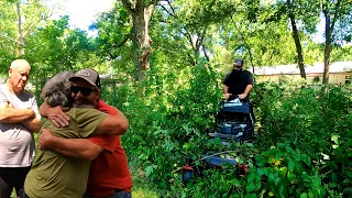 HE told us "I HAVEN'T MOWED THAT EVER" then FELL DOWN in the ROAD WHEN WE TOLD HIM it was NO CHARGE