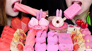 ASMR CHERRY MOCHI, CHOCOLATE HEART BOMB, STRAWBERRY ICE CREAM BARS, DONUT, MARSHMALLOW, CREAM PUFF먹방