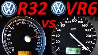 VW Golf 3 VR6 vs VW Golf 4 R32 - 0-200 Km/h Acceleration Autobahn compare