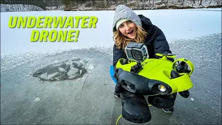 Searching for Fish with an Underwater Drone - Ice Fishing 2023