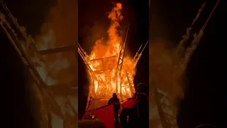 Thousands of people in complete silence during Temple Burn at SOAK, Regional Burning Man Event, OR