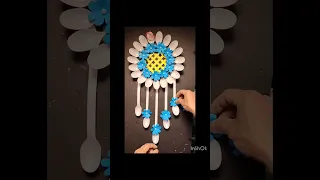 Beautiful wall hanging craft using plastic spoons/paper craft for home decoration #shorts #diy #art