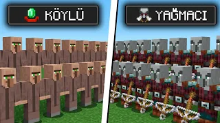 Minecraft ama 100 Oyunculu Köylü ve Yağmacı SİMÜLASYONU Hikayesi...