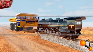 BeamNG Drive Diesel Train VS Heavy Vehicles (Belaz destruction) #10