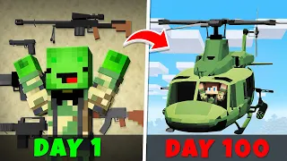 Mikey and JJ Survived 100 Days As MILITARY in Minecraft (Maizen)