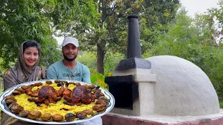 We Cooked Whole Chicken Tandoori Baghara Platter in Mud Oven I Outdoor Cooking I RFR I