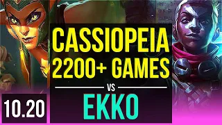 CASSIOPEIA vs EKKO (MID) | 2200+ games, 1.3M mastery points, KDA 9/1/5 | KR Master | v10.20