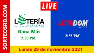 Lotería Nacional Gana Más y LOTEDOM en VIVO 📺│ Lunes 29 de noviembre 2021 – 2:30 P.M.