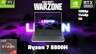 Lenovo Legion 5 2021 | Warzone | Rtx 3060 + Ryzen 7 5800H | 1080p | 1440p | 4k | High vs Low | DLSS