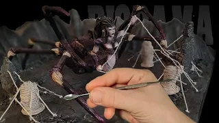 I made a Spider Queen hunting it's prey - How to | Diorama | Polymer Clay