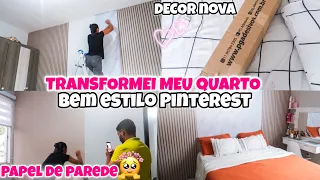 DECOR NOVA | TRANSFORMEI MEU QUARTO | DO LIXO AO LUXO | INSTALEI PAPEL DE PAREDE 😍