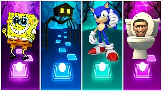 SpongeBob 🆚 Spider House Head 🆚 Sonic 🆚 Skibidi Toilet. 🎶 Who Is Best?