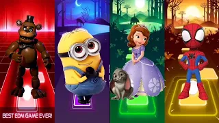 Freddy Fazbear 🆚 Minions 🆚 Sofia Vergara 🆚 Spidey 🔥💫 who is the best player.... 🎶💥