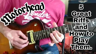 MOTORHEAD. Top Five Greatest Riffs and How to Play em. Guitar Lesson / Tutorial.