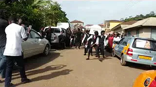 Nkawkaw Odwenanoma pallbearers dance with casket