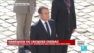 Obsèques de Jacques Chirac : Emmanuel Macron arrive aux Invalides