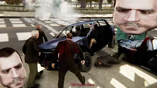 When Niko robbed a bank with 3 idiots！In traffic at a speed of 9999999！ - GTA4