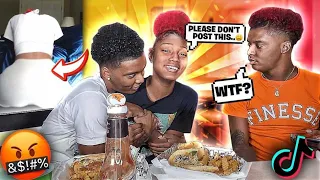 REACTING TO MY 14 YEAR OLD SISTER TIKTOKS! *I CANT BELIEVE THIS* | KINGCRAB MUKBANG | REACTION VIDEO