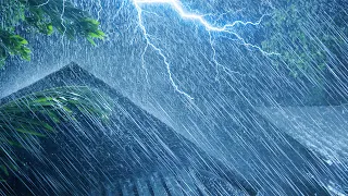 ALL YOU NEED TO SLEEP INSTANTLY 🎧 Heavy Hurricane Rain, Mighty Thunder & Wind | Night Thunderstorm