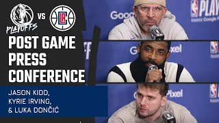 Jason Kidd, Kyrie Irving, & Luka Dončić - Round 1 Game 1 @ LAC | Post Game Press Conference