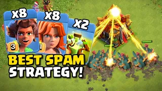 BEST SPAM STRATEGY! | RR Valkyries with Overgrowth Spells Attack Strategy in Clash of Clans