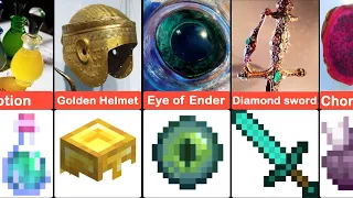Comparison: Minecraft items, tools, weapons and armor in real life