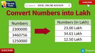 How to convert Number into Lakh - Excel Tricks & Tips